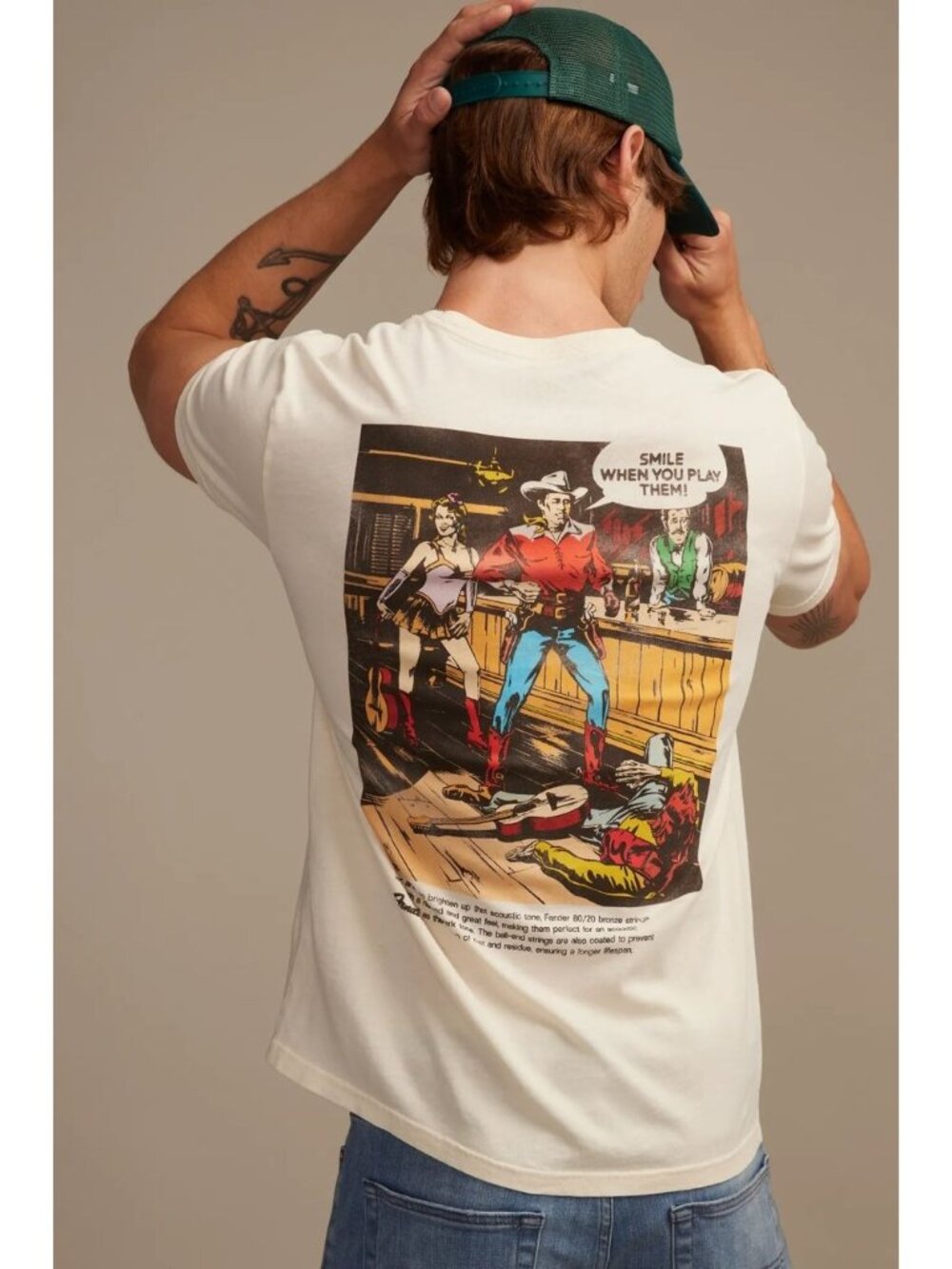 Fender x Lucky Brand Men's Size L Western VTG Graphic Comic T-Shirt Short Sleeve